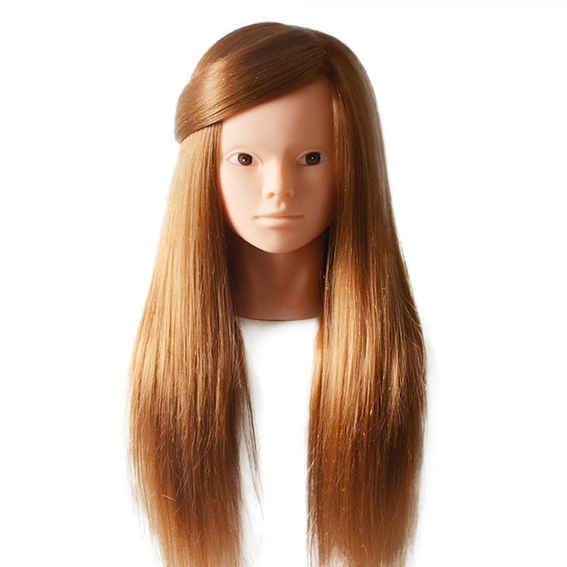 Mannequin Head With 85%Real Hair Hairdresser Practice Training Head  Cosmetology Makeup On Long Hair