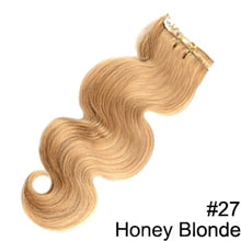 Load image into Gallery viewer, Doreen 120 grams Clip In Human Hair Extensions European Machine Made Remy 100% Human Hair Highlight Caramel Ombre color
