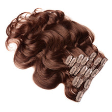 Load image into Gallery viewer, Doreen 120 grams Clip In Human Hair Extensions European Machine Made Remy 100% Human Hair Highlight Caramel Ombre color
