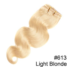 Load image into Gallery viewer, Doreen 120 grams Clip In Human Hair Extensions European Machine Made Remy 100% Human Hair Highlight Caramel Ombre color
