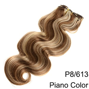 Doreen 120 grams Clip In Human Hair Extensions European Machine Made Remy 100% Human Hair Highlight Caramel Ombre color