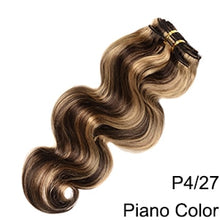 Load image into Gallery viewer, Doreen 120 grams Clip In Human Hair Extensions European Machine Made Remy 100% Human Hair Highlight Caramel Ombre color
